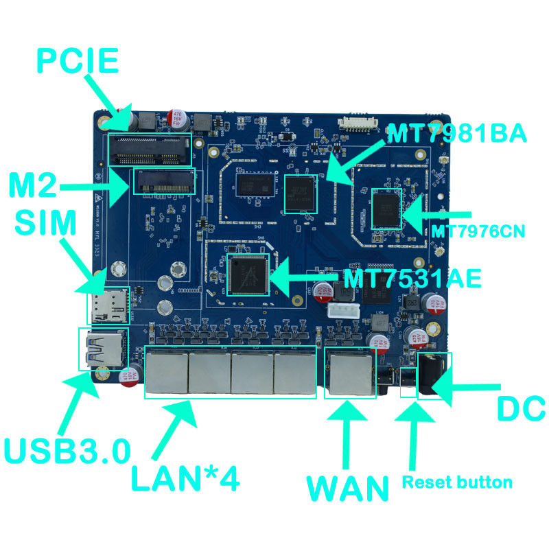 Dual Band Gigabit Wifi6 5G Wifi Router PCB Chip MT7981B+MT7976